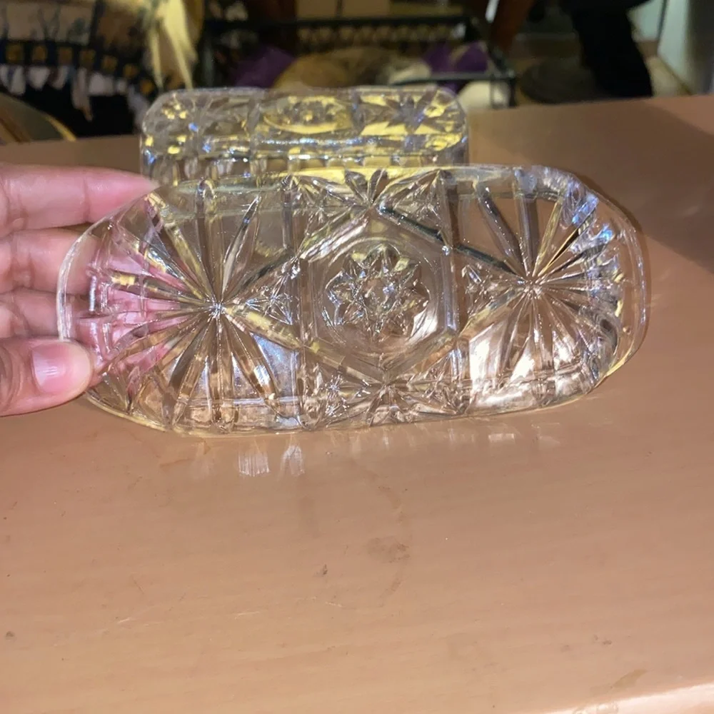 Vintage Star of David Covered Butter Dish Anchor hocking